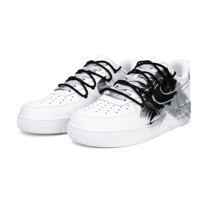 Custom Air Force 1 Shoes Black White Graffiti Storm - Image 3