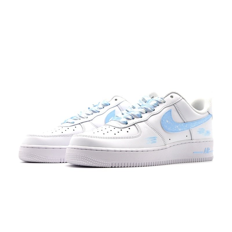 Custom Air Force 1 Shoes White Blue Nebula Trail - Image 3