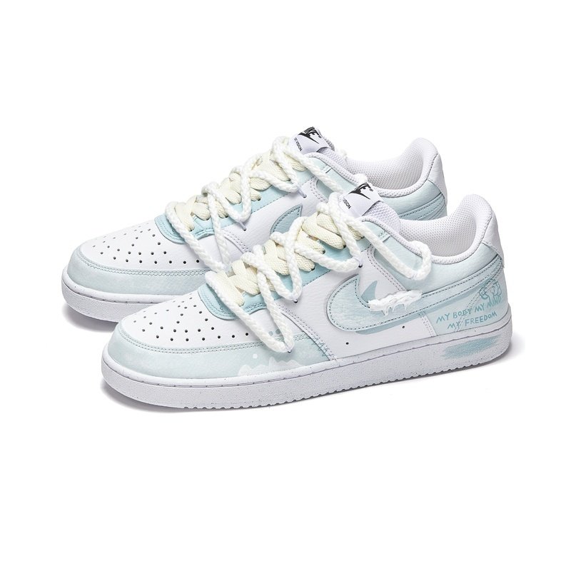 Custom Court Shoes Blue White Ethereal Clouds - Image 3
