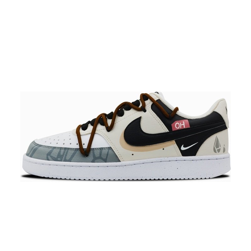 Custom Court Shoes Cream Brown Rain Drip