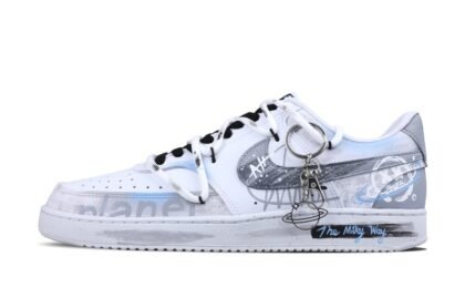 Custom Court Shoes White Blue Milky Way