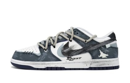 Custom Dunk Shoes Dark Gray White Skyward Blast
