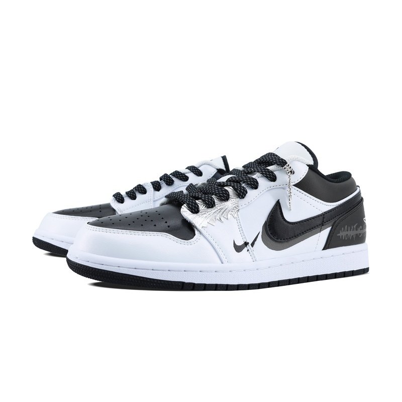 Custom Jordan Shoes White Black Devil Wings - Image 3