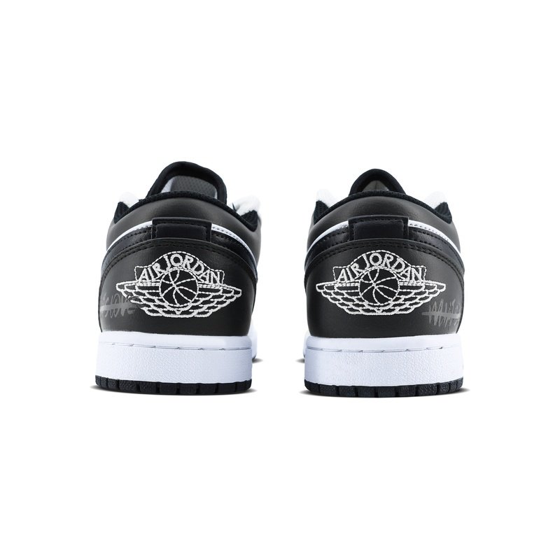Custom Jordan Shoes White Black Devil Wings - Image 4